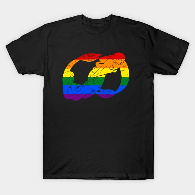 Gay Infinity Mermaids- Black T-Shirt by VenaCoeurva